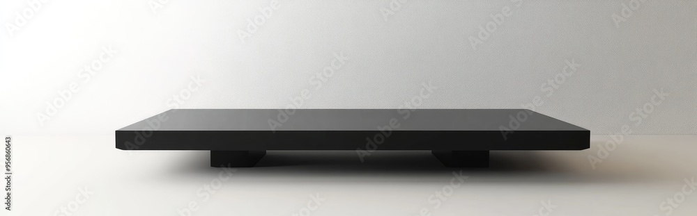 Poster black table 3d rendering isolated on white illustration for platform or stand object presentation te