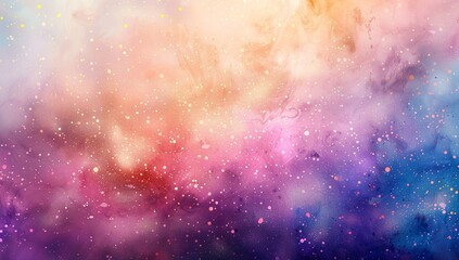 Vibrant Watercolor Galaxy Background in Purple and Blue