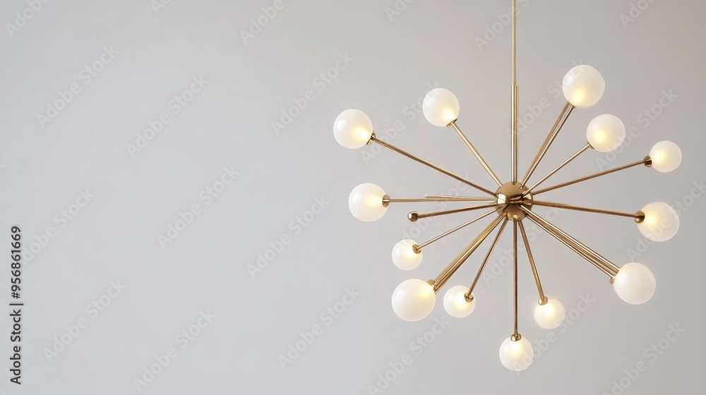 Poster 3d rendering of a modern chandelier design featuring a pendant light element as a decorative accesso