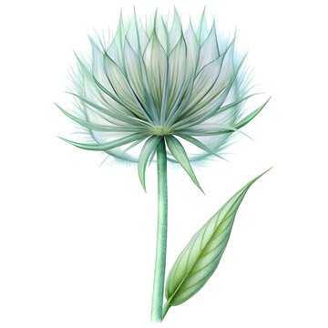 Delicate 3D illustration of a salsify flower. showcasing its intricate structure and ethereal beauty.
