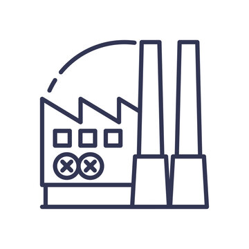 recommend clip art: Line art of an industrial factory with chimneys, representing manufacturing and industrial property.