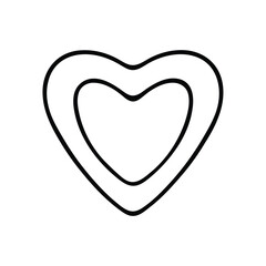 A simple and elegant outline heart icon design, presented in black and white.