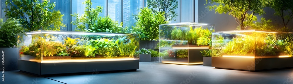 Canvas Prints Indoor Garden with LED Lights.