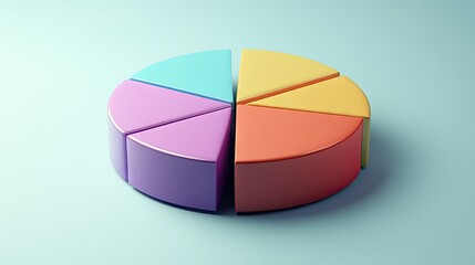 Obraz premium Detailed view of a 3D pie chart with segment labels and percentage values, set against a neutral backdrop to highlight the chart's design and data accuracy.