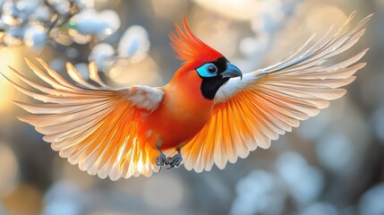 Naklejka premium Cardinal Bird in Flight