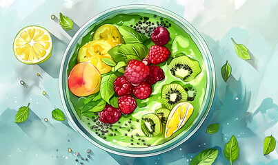 fruits and vegetable herbal concept  for background or 2d illustrator cartoon.