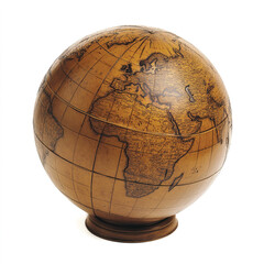 Old Style World Globe - Isolated on White