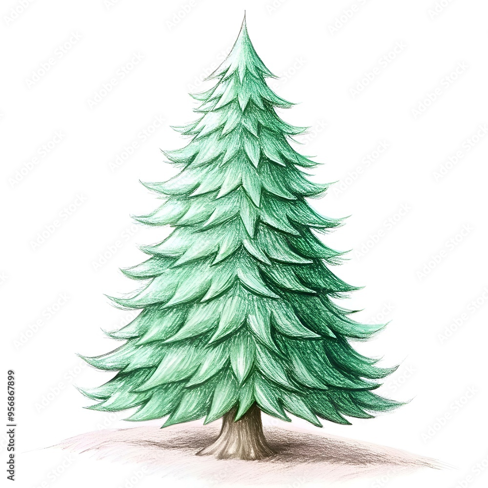 Poster a charming hand drawn illustration of a fir tree. perfect for adding a touch of nature to your desig