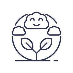 A happy cloud and plant icon symbolizing clean air and environmental health.