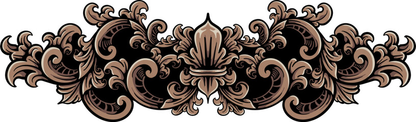 engraved ornament element design for border, editable color