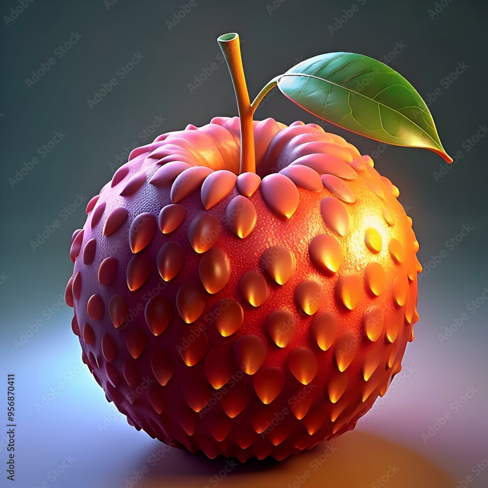 Aufkleber a surreal and vibrant 3d render of a red apple with a unique. textured surface. featuring a pattern 