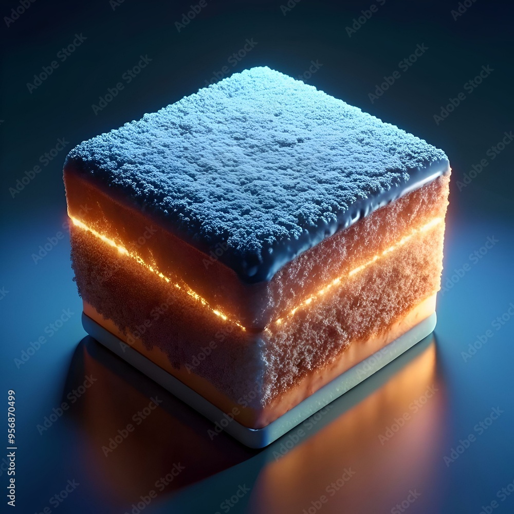 Poster abstract. layered structure with a glowing interior. representing innovation. technology. or data.