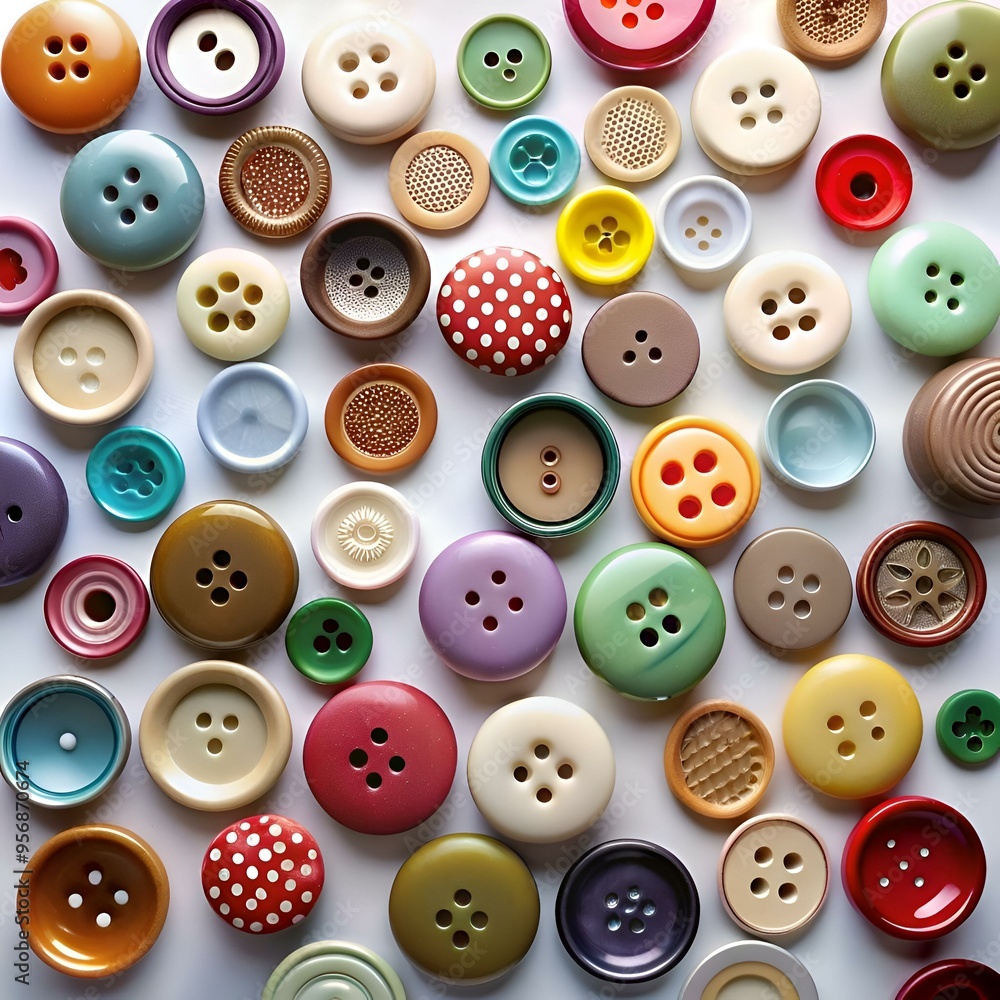 Poster a vibrant and cheerful collection of colorful buttons in various shapes and sizes.
