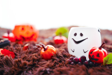 レトロなハロウィンのかぼちゃとおばけ