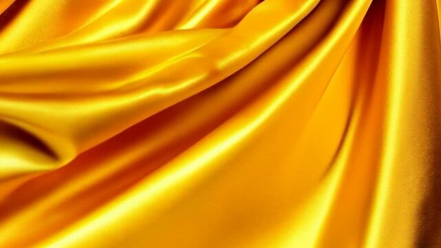 golden yellow satin silk fabric texture elegant background luxury cloth material drapery wavy motion fashion industry video