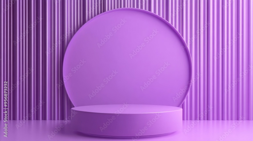 Poster Purple 3D product podium set against an abstract minimal background Geometric pedestal design in violet Studio platform for presentations and marketing displays 3D rendering of a purple podium