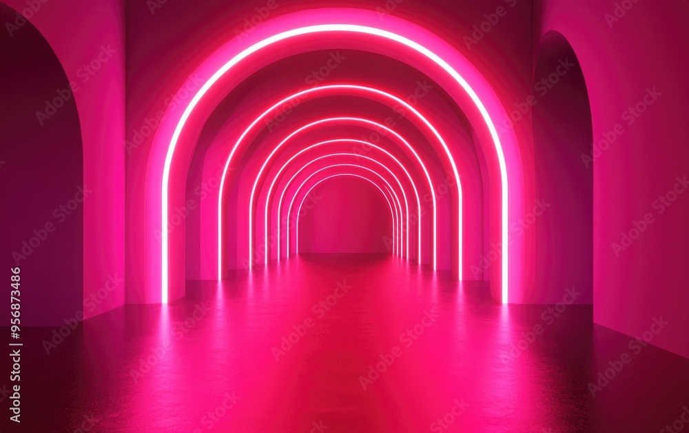 Poster Abstract architectural background featuring an arched interior in a 3D render