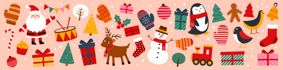 Christmas icon. Christmas icon set. Holiday decoration. Cartoon style.