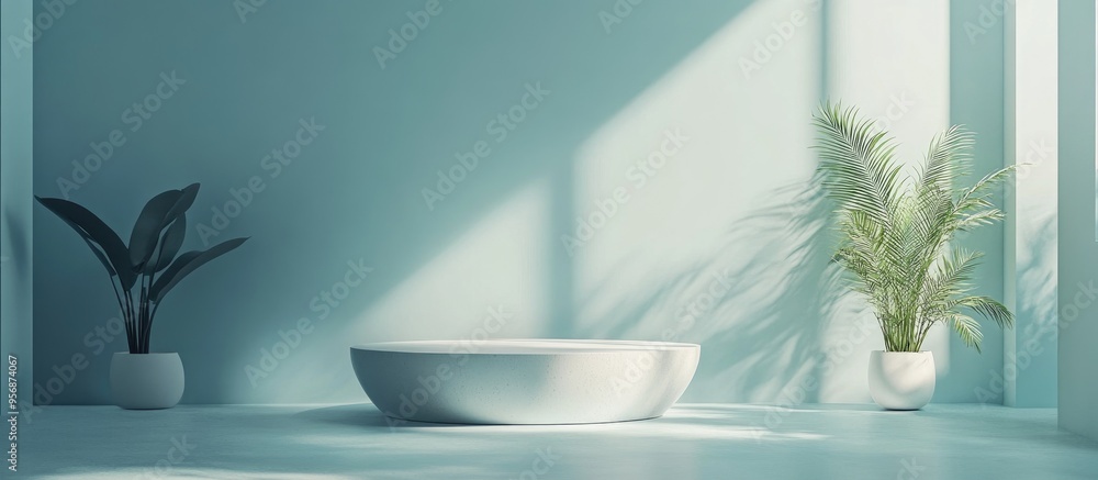 Poster Minimal background mockup featuring a podium for showcasing products 3D rendering