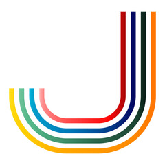 Groovy Rainbow Line Illustration Design. Vintage Color Style, Isolated Vector Graphic in Abstract Decoration. 