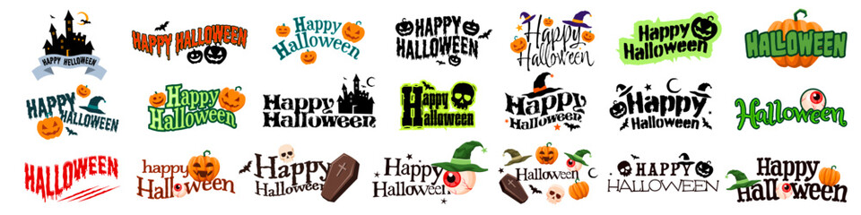 Happy halloween lettering set. Halloween decoration.