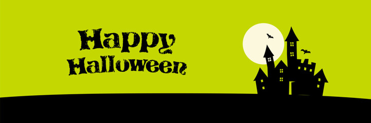 Halloween banner. Castle symbol. Celebrate lettering.