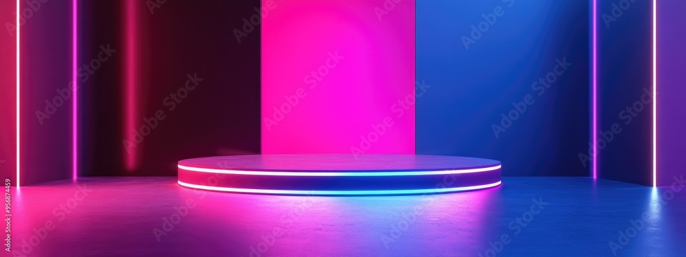 Aufkleber Podium and pedestal design in a studio setting 3D illustration and rendering