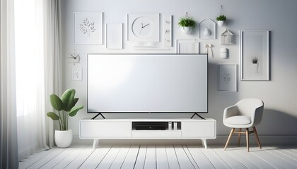 living room interior with blank led tv or smart tv , lving room decoration interior, lkving room furniture