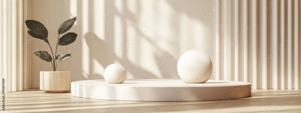 Poster minimalist 3d podium setup for showcasing products