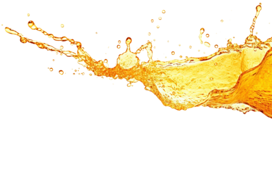 Vibrant orange liquid is splashing and forming droplets, making it perfect for vibrant and energetic marketing materials or dynamic graphic designs