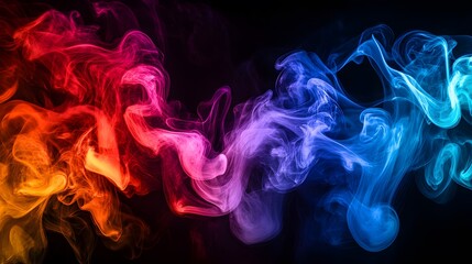 Obraz premium Abstract Smoke Art: Swirls of colorful smoke in mid-air, creating intricate patterns that blend and intertwine with each other. 