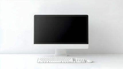 Fototapeta premium Monitor and Keyboard Isolated Vector concept as An isolated vector of a monitor and keyboard symbolizing online education workstations. The clean modern design on a white background makes it perfect f