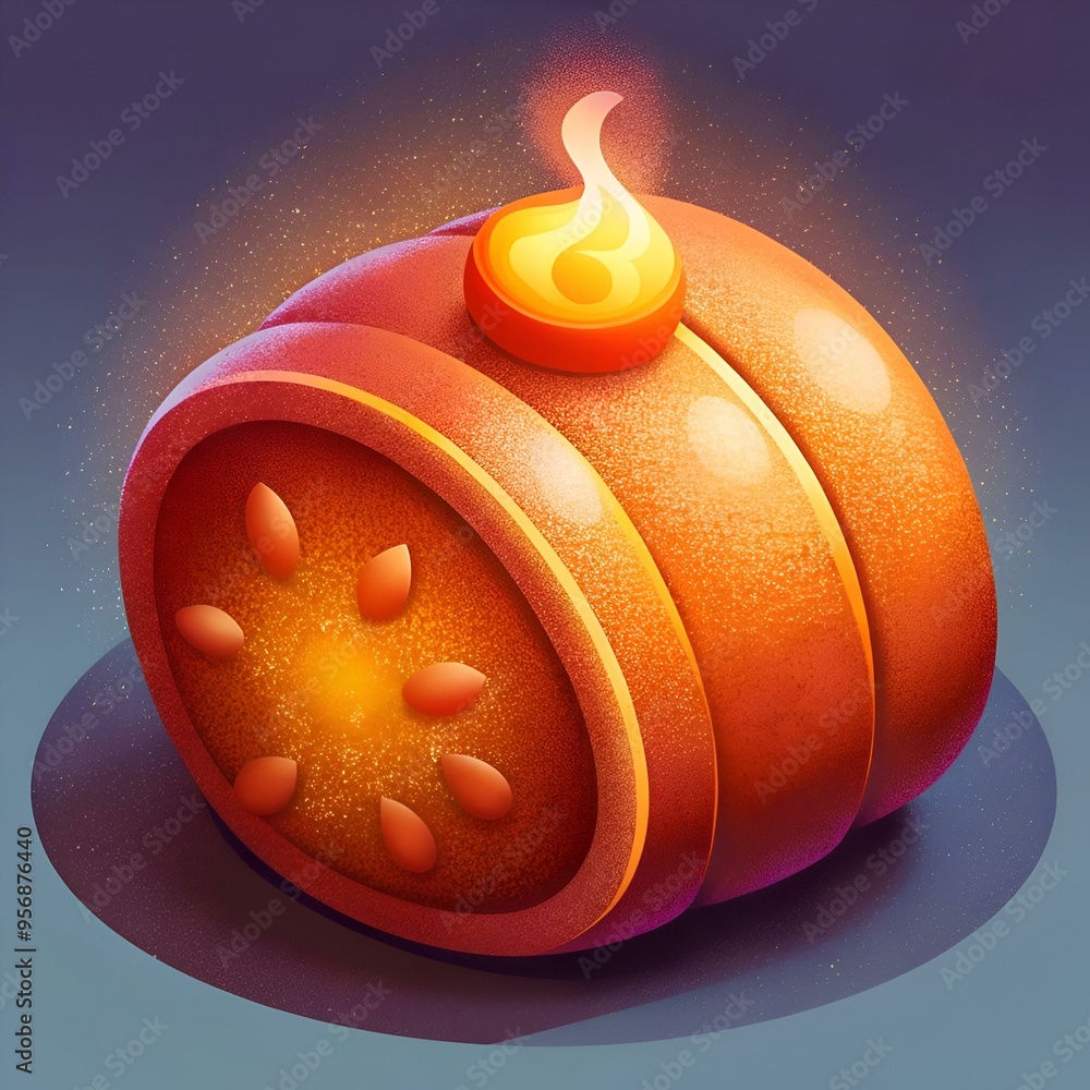 Aufkleber a whimsical. glowing. orange toned icon with a flame like element atop a segmented body. perfect for