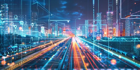 Abstract depiction of infrastructure upgrades and modernization in a digital environment