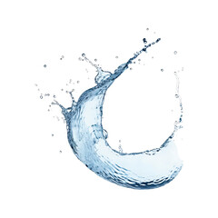 Water splashes with droplets, swirling and flowing on a white background. Suitable for refreshing, clean, or water themed designs with a dynamic touch