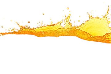 Vibrant orange liquid is splashing and forming droplets, making it perfect for vibrant and energetic marketing materials or dynamic graphic designs