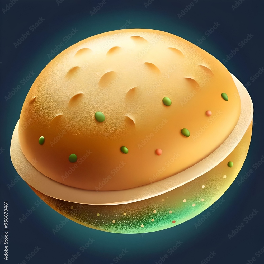 Poster a cute and playful 3d illustration of a pita bread. perfect for adding a touch of fun to your food r