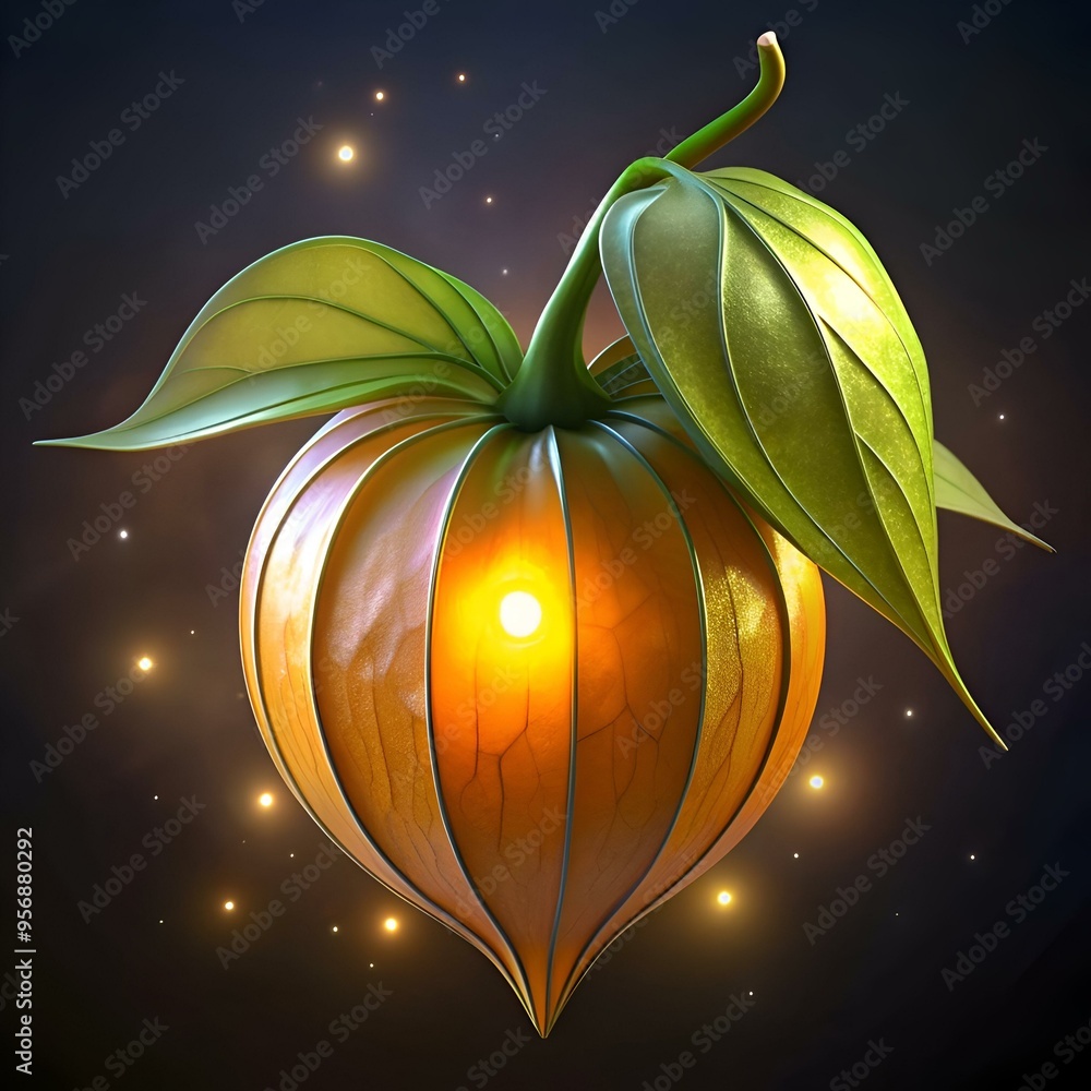 Aufkleber a luminous 3d illustration of a glowing hackberry. perfect for adding a touch of magic and whimsy to