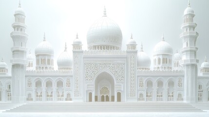Obraz premium Islamic Mosque Rendered in Intricate 3D Paper Cut Design Artwork