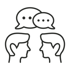 Conversation icon, Language learning symbol outline icon, editable vector illustration and transparent graphic element. Isolated on white background