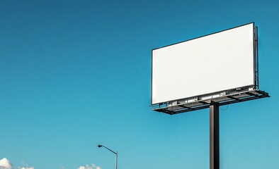 Blank Billboard with Clear Blue Sky Background. AI generated illustration