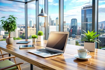 Fototapeta premium Office chic laptop setup