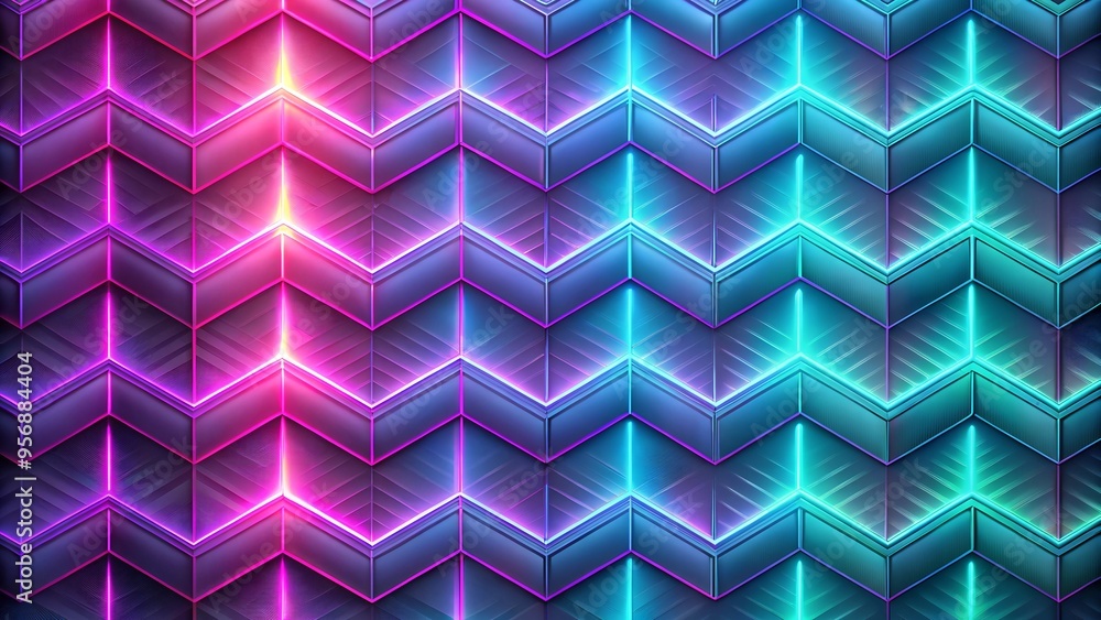 Aufkleber neon gradient zigzag pattern with vibrant colors creating a dynamic and modern design