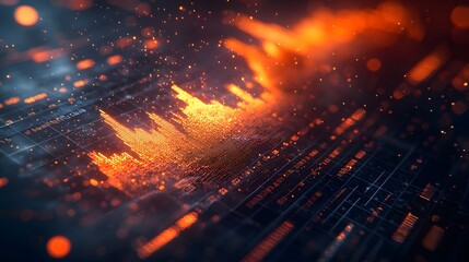 Naklejka premium Dazzling Data Visualization with Vibrant Charts and Glowing Elements Revealing Financial Insights. Company Performance Analysis Concept