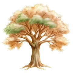 Detailed 3D illustration of a majestic oak tree with autumnal leaves. perfect for adding a touch of nature to your design projects.