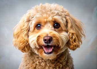 Fototapeta premium charming vibrant playful pal soft fluffy curly coat big brown eyes