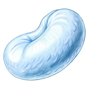 recommend clip art: A realistic pencil drawing of a single wax bean. rendered in blue tones.