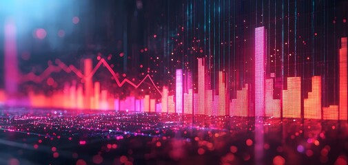 Obraz premium Captivating Graphical Representation of Sales Forecasts with Upward Trends and Bright Colors. Company Performance Analysis Concept