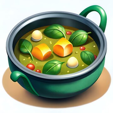 green soup pot with vegetables clip art preview
