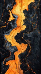 Abstract art with orange and black